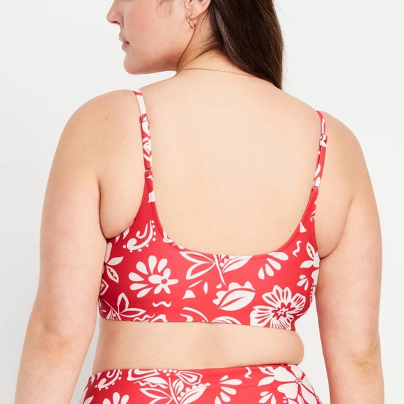 NWT OLD NAVY Scoop-Neck Bikini Swim Tops Color: Bold Red Floral - Picture 7 of 11